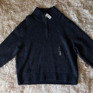 Tommy Hilfiger Women's Navy Ribbed Half-Zip Turtleneck Sweater